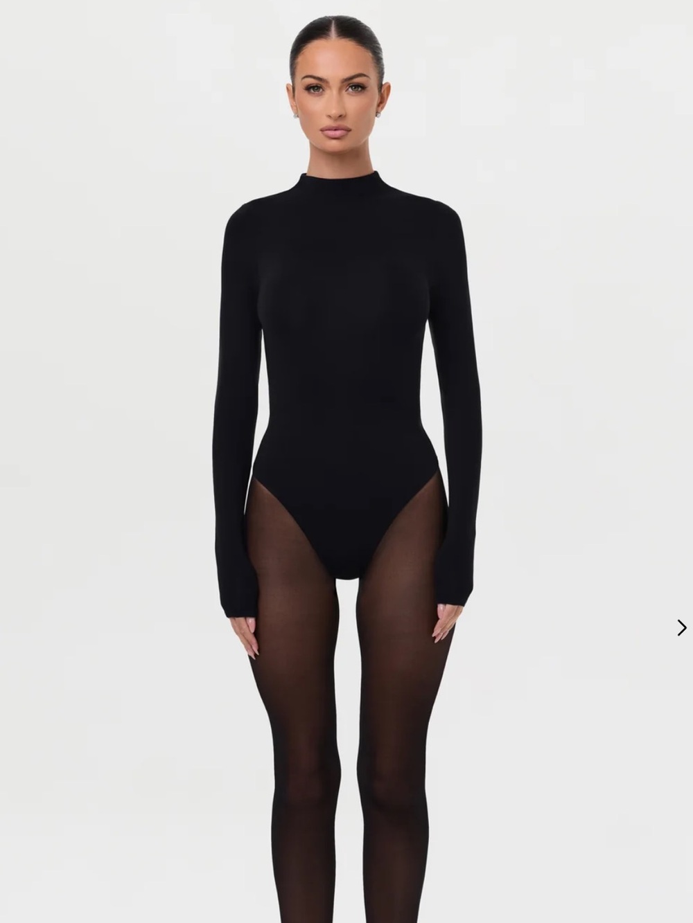naked wardrobe Black Long-Sleeve Mock Neck Bodysuit & Legging Set, Size M, NWT - Picture 4 of 8